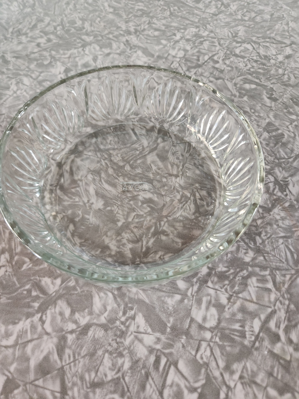 Avon Clear Glass Bowl with Fan-Pressed Rim